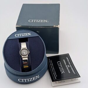 Citizen Eco-Drive B023-S053188 Black Dial Silver-tone Watch Box Papers 22mm 7"